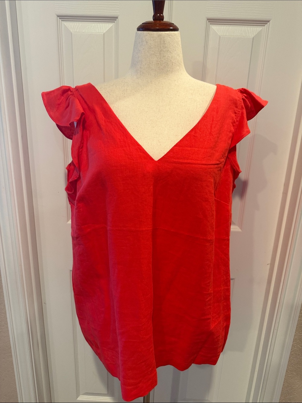 Boden Bright Poppy Red V-Neck Flutter Sleeve Blouse 16/18